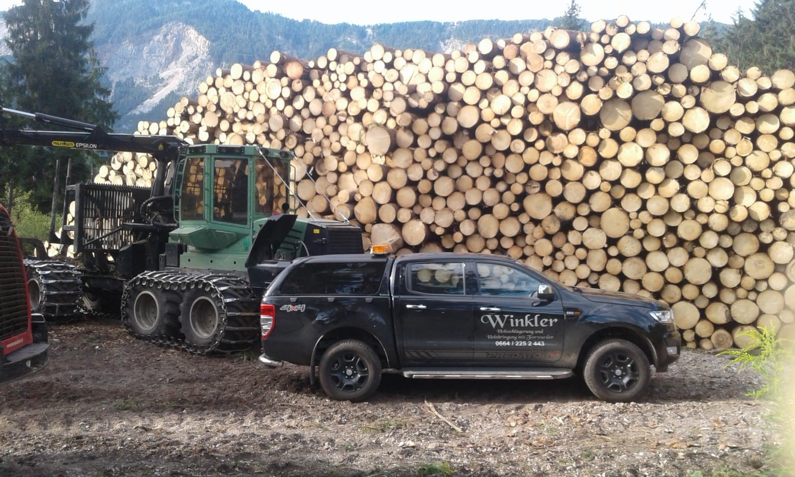 Transport mit Holzrückezug durch Winkler Holzbringung